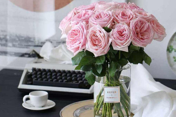 玫瑰怎么插花瓶，选用宽口径花瓶作为插花基质
